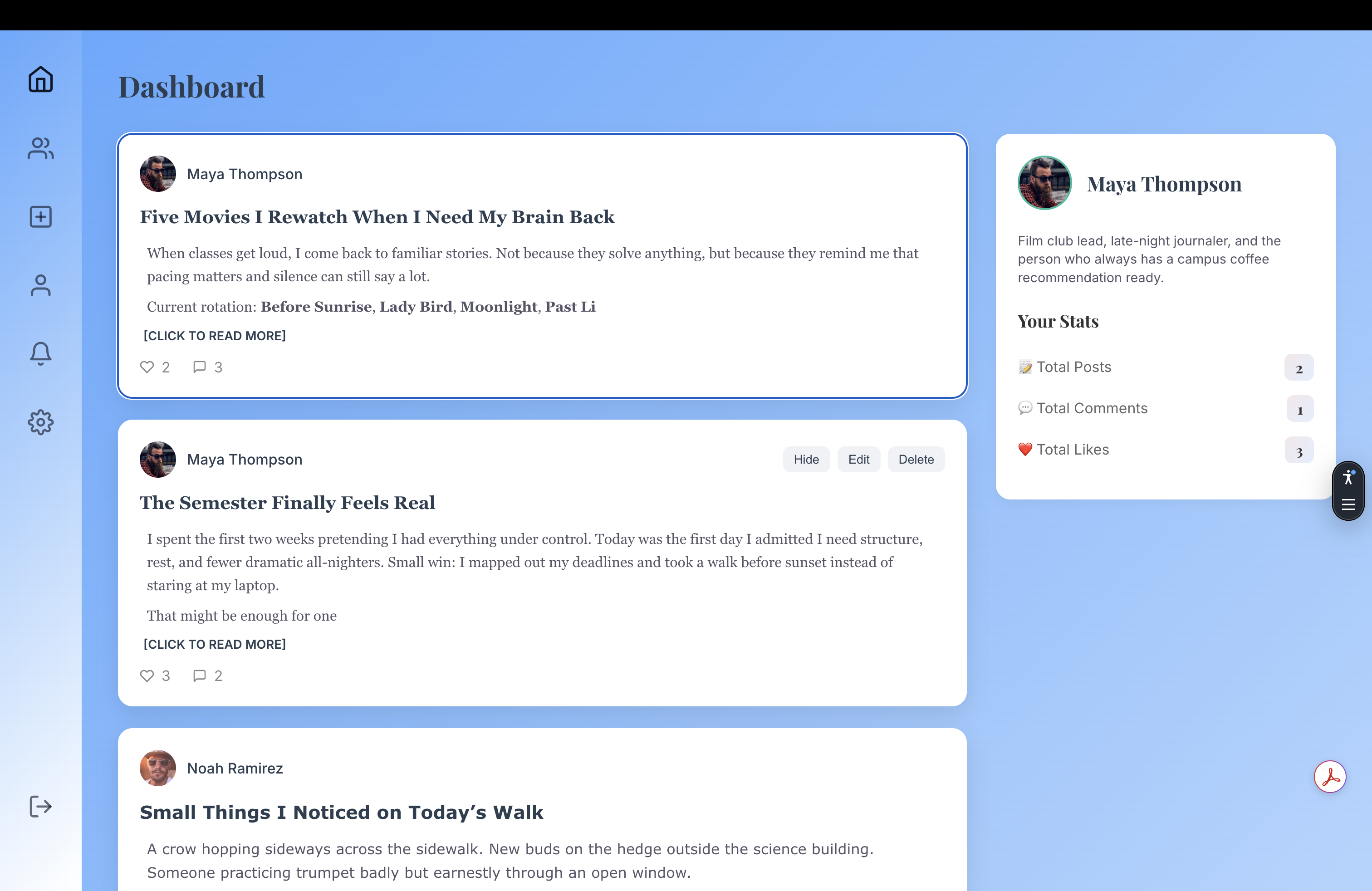 OwlDiary dashboard thumbnail